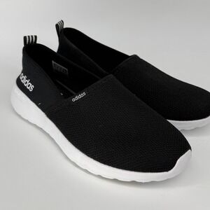 Adidas Cloudfoam Pure Black White Slip On Sneakers Womens Walking Shoes B74226